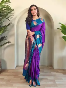 Anouk Ethnic Motifs Woven Design Zari Silk Blend Banarasi Saree