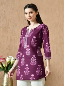 Anouk Rustic Floral Printed V-Neck Pure Cotton Kurti