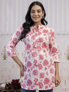 Anouk Rustic Floral Printed Mandarin Collar Pure Cotton Kurti