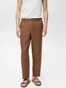 MANGO MAN Elasticated Waist Straight Fit Trousers