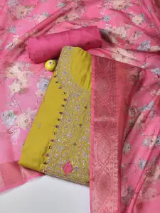 Meena Bazaar Embroidered Art Silk Unstitched Dress Material