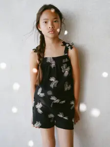 Mango Kids Girls Cotton Linen Above Knee Embroidered Shorts