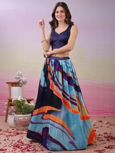 SAPTRANGI Printed Beads And Stones Ready To Wear Lehenga With Blouse