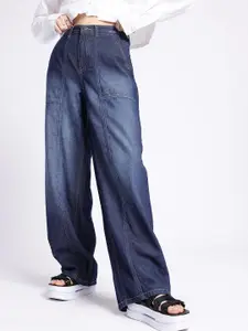 glitchez Women Panelled Baggy High-Rise Jeans