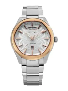 Titan Men Dial & Leather Bracelet Style Straps Analogue Automatic Watch 90209KM01