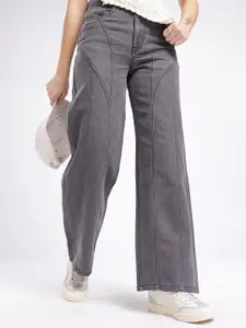 glitchez Women Panelled Wide Leg High-Rise Jeans