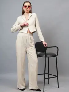 Fashion Gaiia Notched Lapel Collar Single-Breasted Crop-Blazer