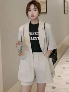 StyleCast V Neck Coat With Shorts Co-Ords