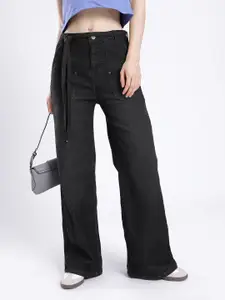 glitchez Women Tie-Up Belt Wide Leg Jeans