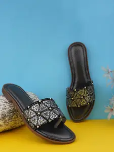 BAESD Women Embellished Party Open Toe Flats