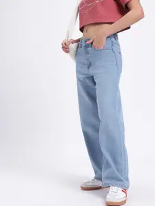 glitchez Women Mid-Rise Light Fade Baggy Fit Jeans