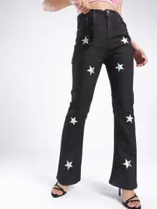 glitchez Women Flared Bootcut Printed Stretchable Jeans