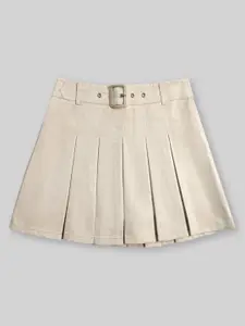 INCLUD Girls A-Line Pleated Skirt with Hidden Shorts