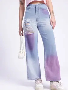 glitchez Women Distressed Baggy Wide Leg High-Rise Jeans