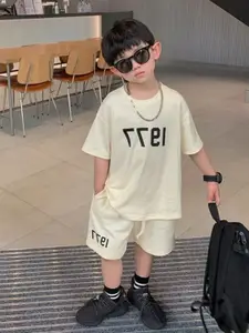 StyleCast x Revolte Boys Typography Printed Pure Cotton T-shirt With Shorts