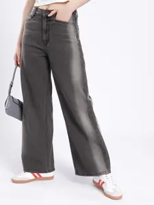 glitchez Women Baggy Straight High-Rise Light Fade Jeans