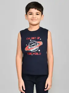 Lux Cozi Boys Printed Round Neck Sleeveless Pure Cotton T-shirt With Shorts