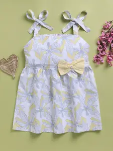 Toonyport Girls Tropical Print Shoulder Straps Fit & Flare Dress