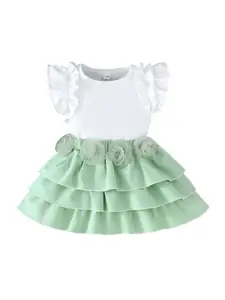 StyleCast x Revolte Girls Round Neck Flared Sleeves Top With Skirt