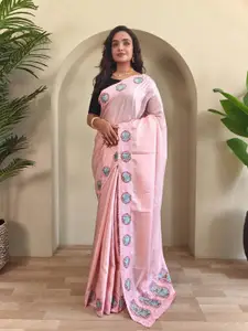 Anouk Solid Embroidered Tussar Saree