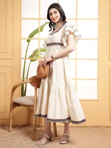 DEEBACO Square Neck Fit & Flare Midi Dress