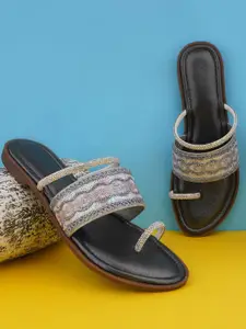 BAESD Women Embellished Open Toe Flats