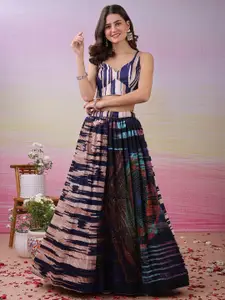 SAPTRANGI Printed Beads And Stones Ready To Wear Lehenga With Blouse