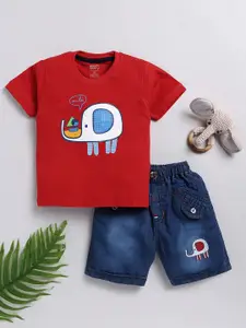 Toonyport Boys Printed Pure Cotton T-shirt with Shorts