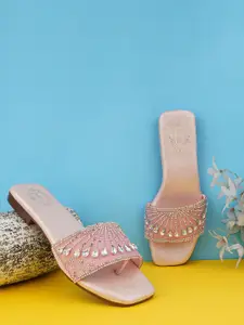 BAESD Women Embellished Open Toe Flats