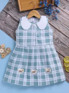 Toonyport Kids Girls Checked Round Neck Fit & Flare Dress