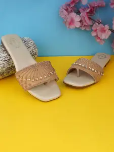 BAESD Women Western Embellished Party Open Toe Flats