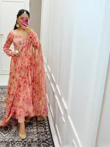 Raiyani Fashion Women Floral Print Ethnic Dress With Dupatta