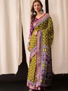 Anouk Ethnic Motifs Printed Zari Pure Cotton Ikat Saree