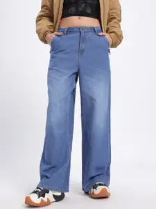 glitchez Women Sunset Sway Baggy Wide-Leg Mid-Rise Jeans