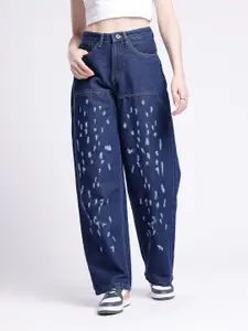 glitchez Women Baggy Fit High-Rise Mildly Distressed Jeans