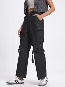 glitchez Women Cargo Style Wide Leg Jeans