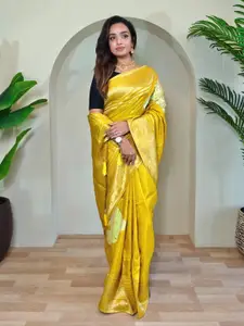 Anouk Woven Design Zari Silk Blend Muga Saree