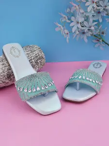 BAESD Women Embellished Party Open Toe Flats