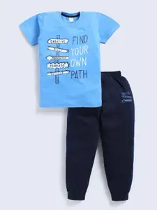 Todd N Teen Boys Graphic Printed Pure Cotton T-shirt With Joggers
