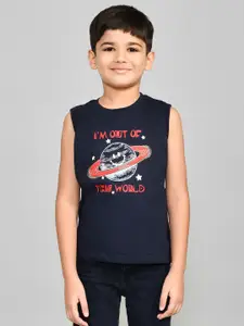 Lux Cozi Boys Printed Round Neck Sleeveless Pure Cotton T-shirt With Shorts
