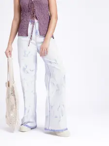 glitchez Women Wide Leg Heavy Fade Stretchable Jeans