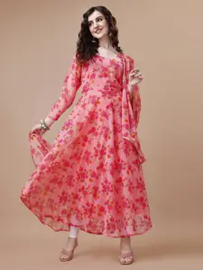 Raiyani Fashion Women Floral Print Round Neck Kurtas With Dupatta