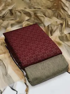 Peachmode Maroon Woven Design Unstitched Dress Material