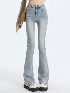 DressBerry Women Regular Fit Mid-Rise Low Distress Heavy Fade Jeans