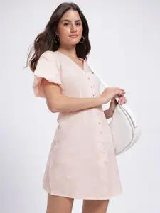 DressBerry Cotton Linen Mini A-Line Dress