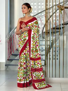 Anouk Geometric Printed Pure Cotton Ikat Saree