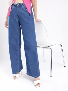 glitchez Women Light Shade Baggy Wide-Leg Jeans