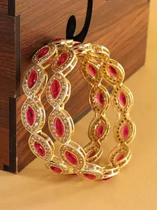 LAVAZZA Set Of 2 Amercian Diamond Studded Kada Bangles