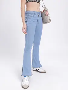 glitchez Women Slim Bootcut Fit Slit Hem Jeans