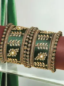 Anouk Set Of 10 Kundan Studded Thread Bangles